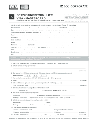 Visa - MaSTERCaRd betwistingformulier