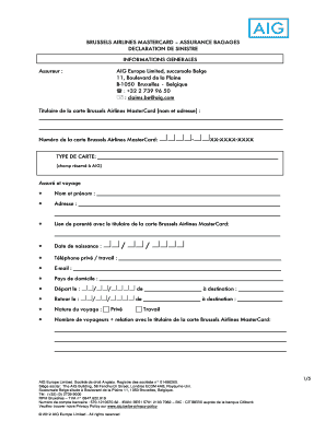 DECLARATION DE SINISTRE