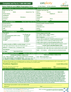 Patient Referral and CIMZIA Prescription Form