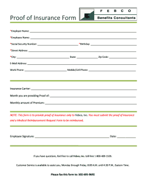 Proof of Insurance Form