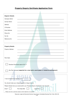 Property Enquiry Certificate Application Form