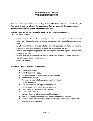 Parking Citation Dispute Form