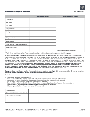 Domain Redemption Request Form