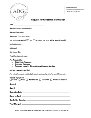 Request for Credential Verification