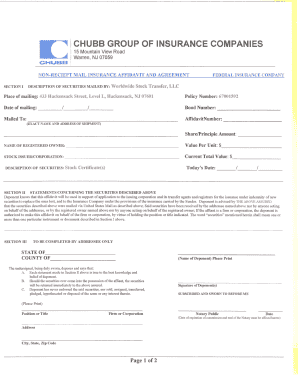 Insurance Affidavit and Agreement for Lost Securities