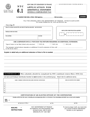 NYC Application for Finance 6.1 Additional Extension