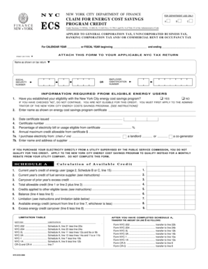 New York City Energy Cost Savings Program Credit Form