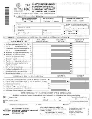 New York City General Corporation Tax Report