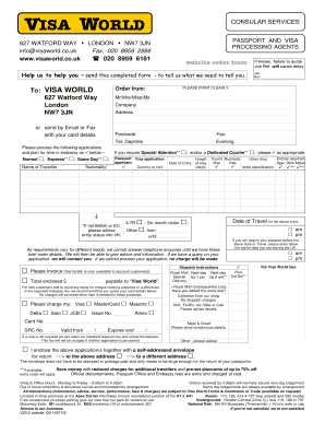 Visa World Order Form