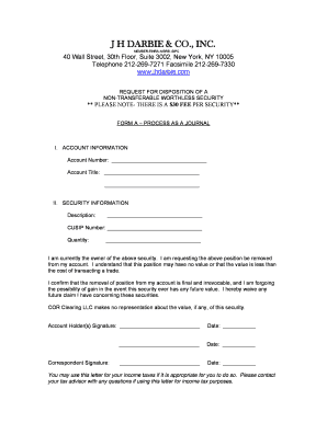 Request for Disposition of Worthless Security
