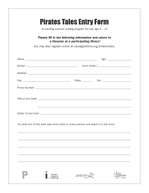 Pirates Tales Entry Form