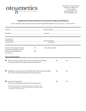 OtogeneticsCE Advanced Human Exome data analysis specifications