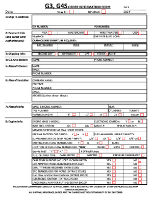 G3 G4S Order Information Form