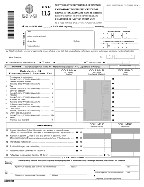 New York City Unincorporated Business Tax Report