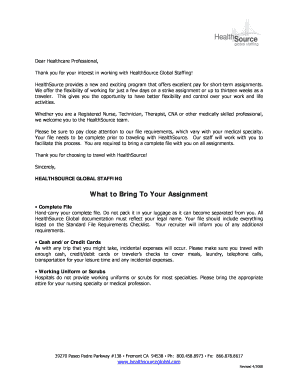 HealthSource Global Staffing Employment Application