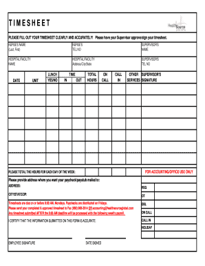 Nurse Timesheet Form