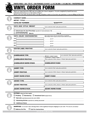 Vinyl Order Form