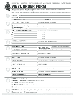 Vinyl Order Form