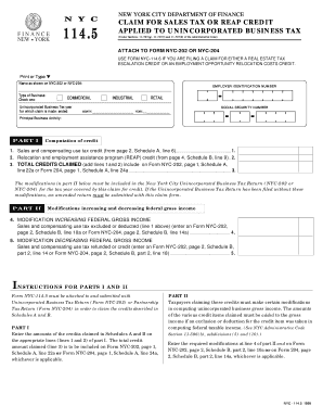 NYC Claim for Sales Tax or REAP Credit