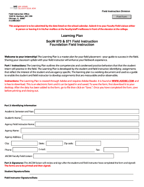 Social Work Field Instruction Learning Plan