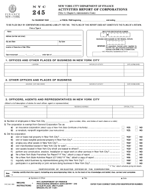 New York City Corporation Activities Report