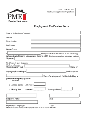 Employment Verification Form