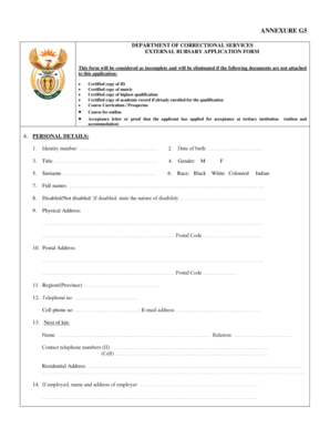 South African External Bursary Application Form