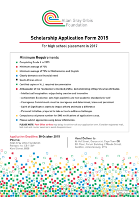 Allan Gray Scholarship Application Form