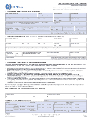 GE Money Bank Credit Card Application and Agreement