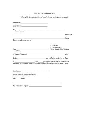 Affidavit of Domicile