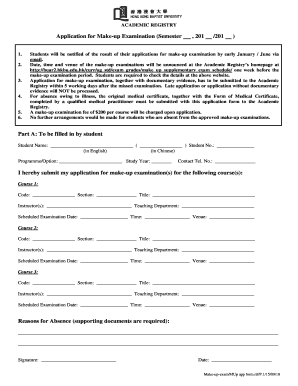 Make-up Examination Application Form