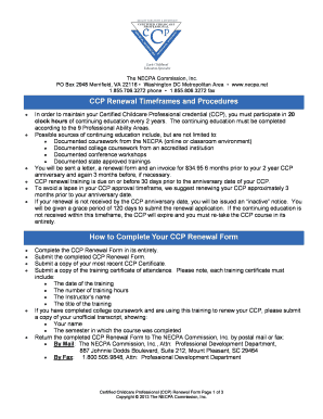 Certified Childcare Professional Renewal Form