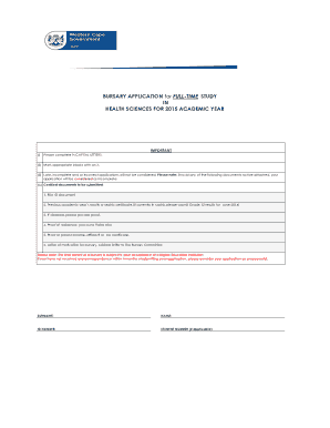 Bursary Application for Health Sciences