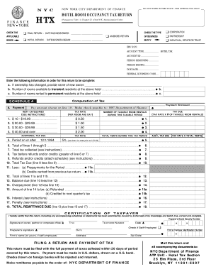 NYC Hotel Room Occupancy Tax Return
