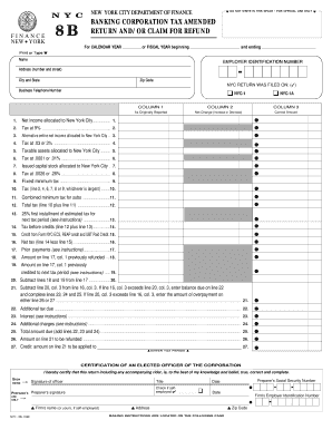 New York City Banking Corporation Tax Amended Return
