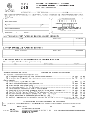 New York City Corporation Activities Report