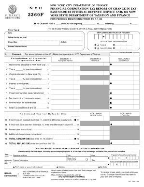 New York City Financial Corporation Tax Report