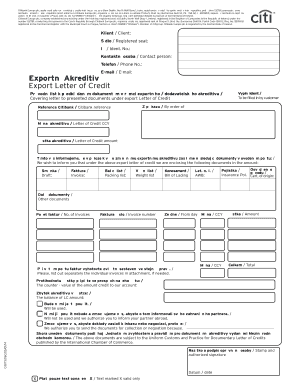 Export Letter of Credit Covering Letter