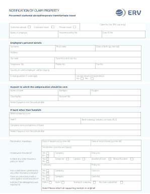 ERV Travel Insurance Claim Form