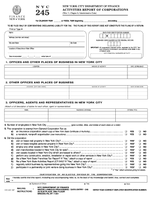 New York City Corporation Activities Report