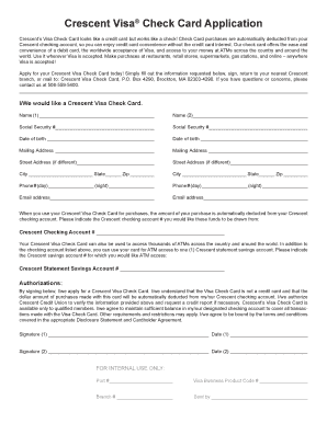 Crescent Visa Check Card Application