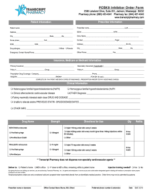 PCSK9 Inhibitor Order Form