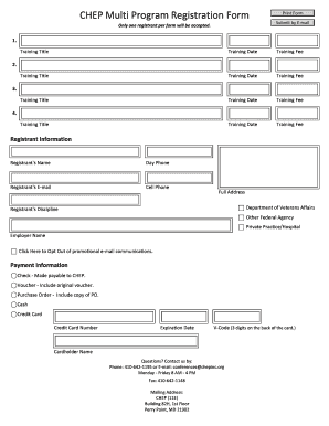 CHEP Multi Program Registration Form