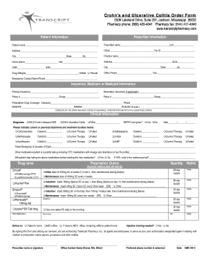 Crohn’s and Ulcerative Colitis Order Form