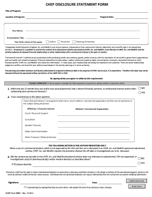 CHEP Disclosure Statement Form