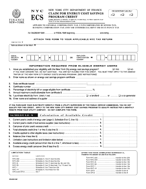 New York City Energy Cost Savings Program Credit Form