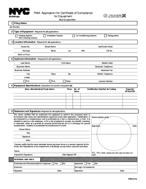 Application for Certificate of Compliance for Equipment