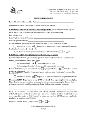 CalSTRS QDRO Questionnaire