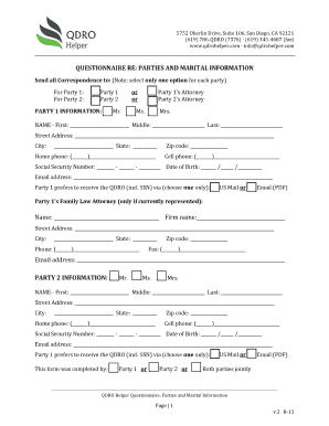 QDRO Helper Questionnaire