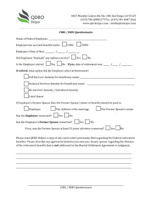 CSRS FERS Questionnaire